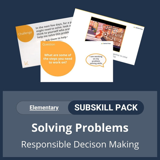 SEL Resource pack with social-emotional learning lessons and self-studies to help you teach Solving Problems in your classroom as a part of the SEL curriculum.