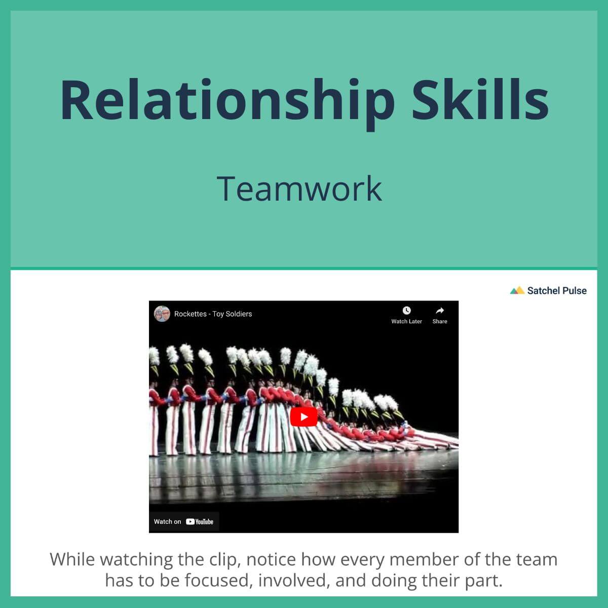 SEL Lesson focusing on Team Work to use in your classroom as one of your SEL activities for Relationship Skills