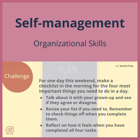 SEL Lesson focusing on Organizational Skills to use in your classroom as one of your SEL activities for Self-Management