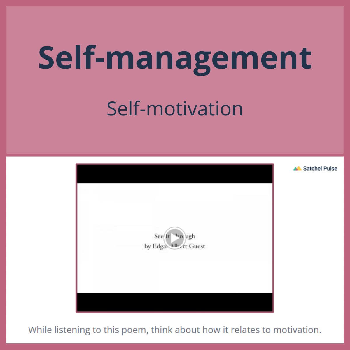 SEL Lesson focusing on Self-Motivation to use in your classroom as one of your SEL activities for Self-Management