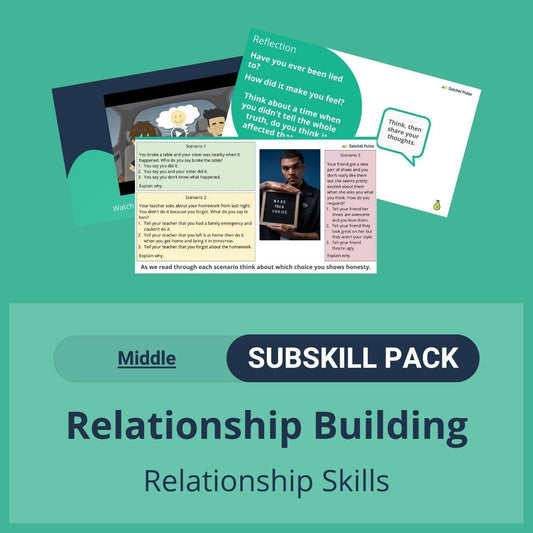 SEL Resource pack with social-emotional learning lessons and self-studies to help you teach Relationship Building in your classroom as a part of the SEL curriculum.