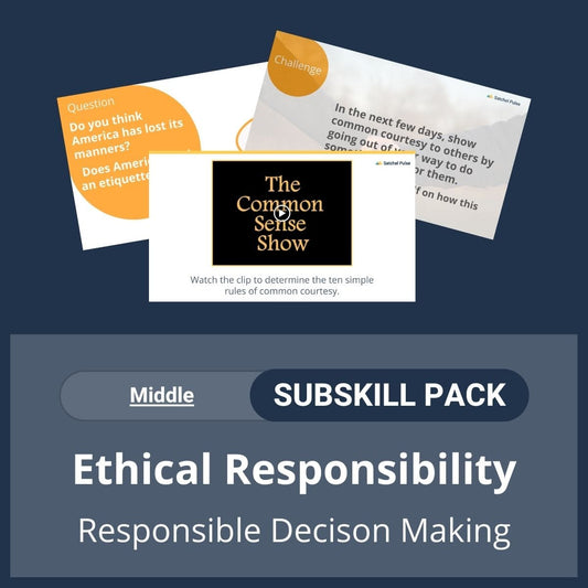 SEL Resource pack with social-emotional learning lessons and self-studies to help you teach Ethical Responsibility in your classroom as a part of the SEL curriculum.