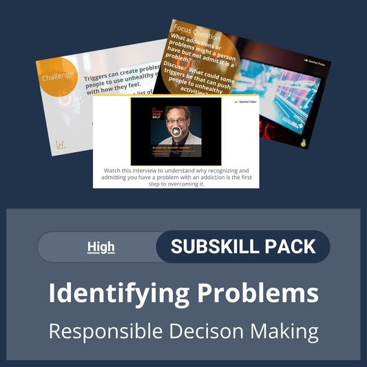 SEL Resource pack with social-emotional learning lessons and self-studies to help you teach Identifying Problems in your classroom as a part of the SEL curriculum.