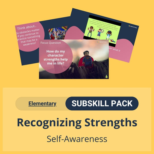 SEL Resource pack with social-emotional learning lessons and self-studies to help you teach Recognizing Strengths in your classroom as a part of the SEL curriculum.