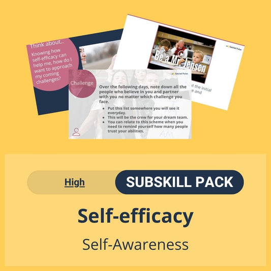 SEL Resource pack with social-emotional learning lessons and self-studies to help you teach Self-efficacy in your classroom as a part of the SEL curriculum.