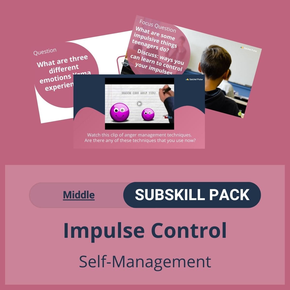 SEL Resource pack with social-emotional learning lessons and self-studies to help you teach Impulse Control in your classroom.