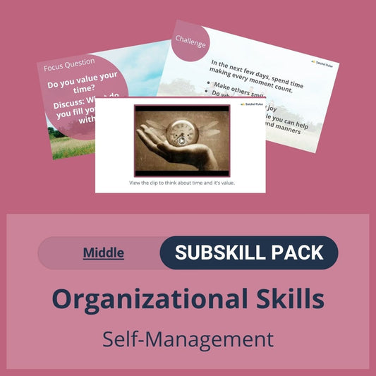 SEL Resource pack with social-emotional learning lessons and self-studies to help you teach Organizational Skills in your classroom as a part of the SEL curriculum.