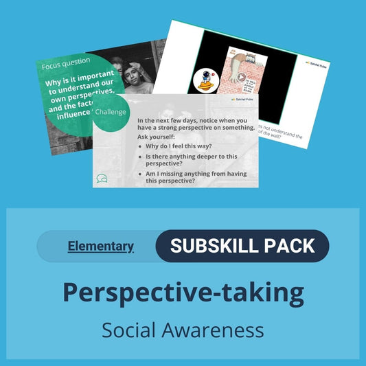 SEL Resource pack with social-emotional learning lessons and self-studies to help you teach Perspective-taking in your classroom as a part of the SEL curriculum.