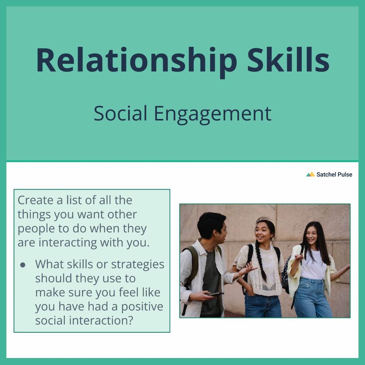 SEL Lesson focusing on Social Engagement to use in your classroom as one of your SEL activities for Relationship Skills