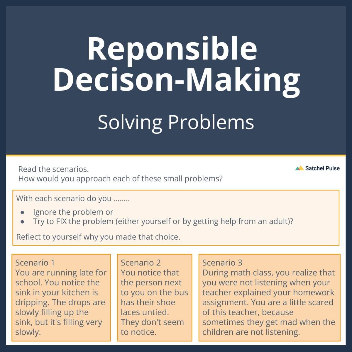 SEL Lesson focusing on Solving Problems to use in your classroom as one of your SEL activities for Responsible Decision-Making