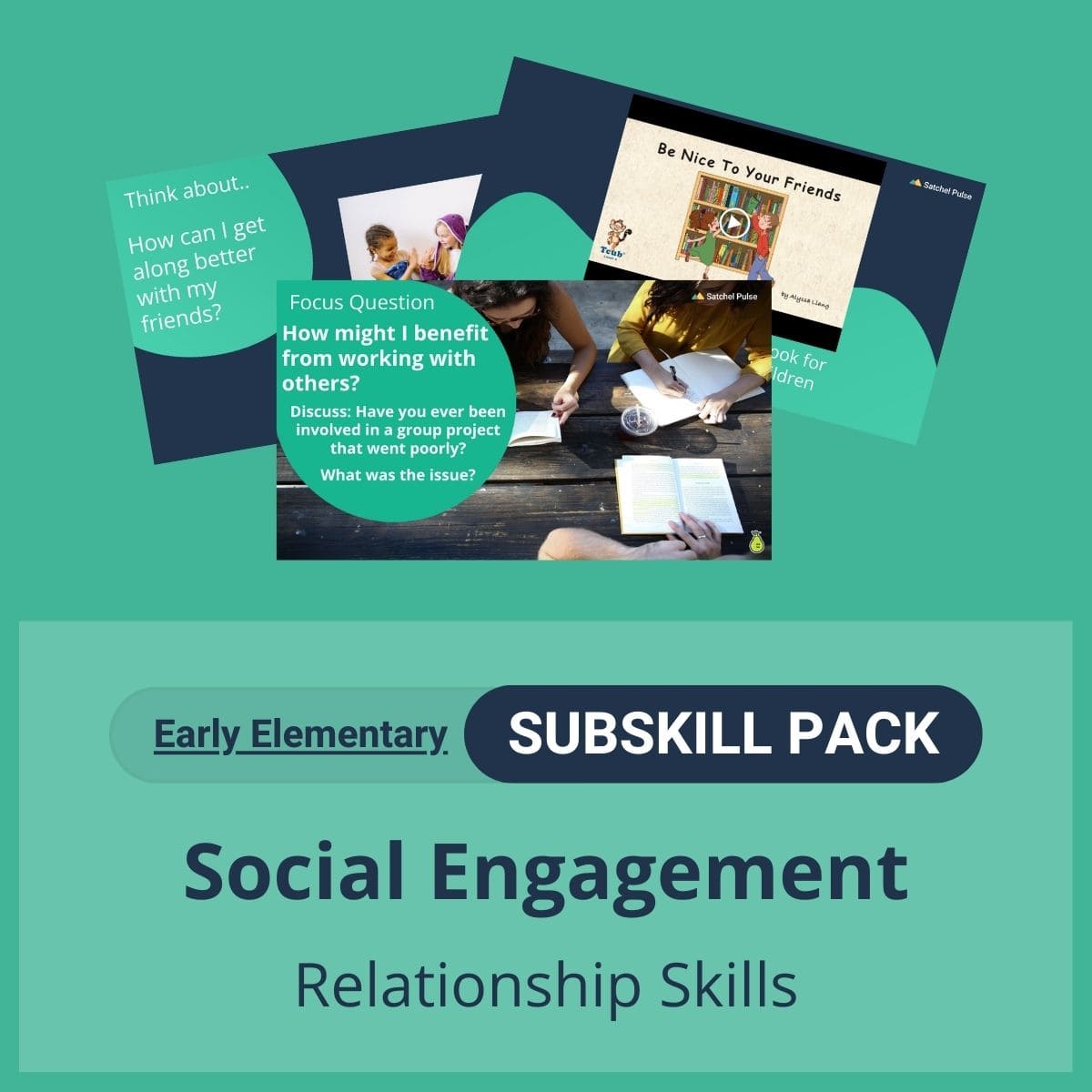 SEL Resource pack with social-emotional learning lessons and self-studies to help you teach Social Engagement in your classroom as a part of the SEL curriculum.