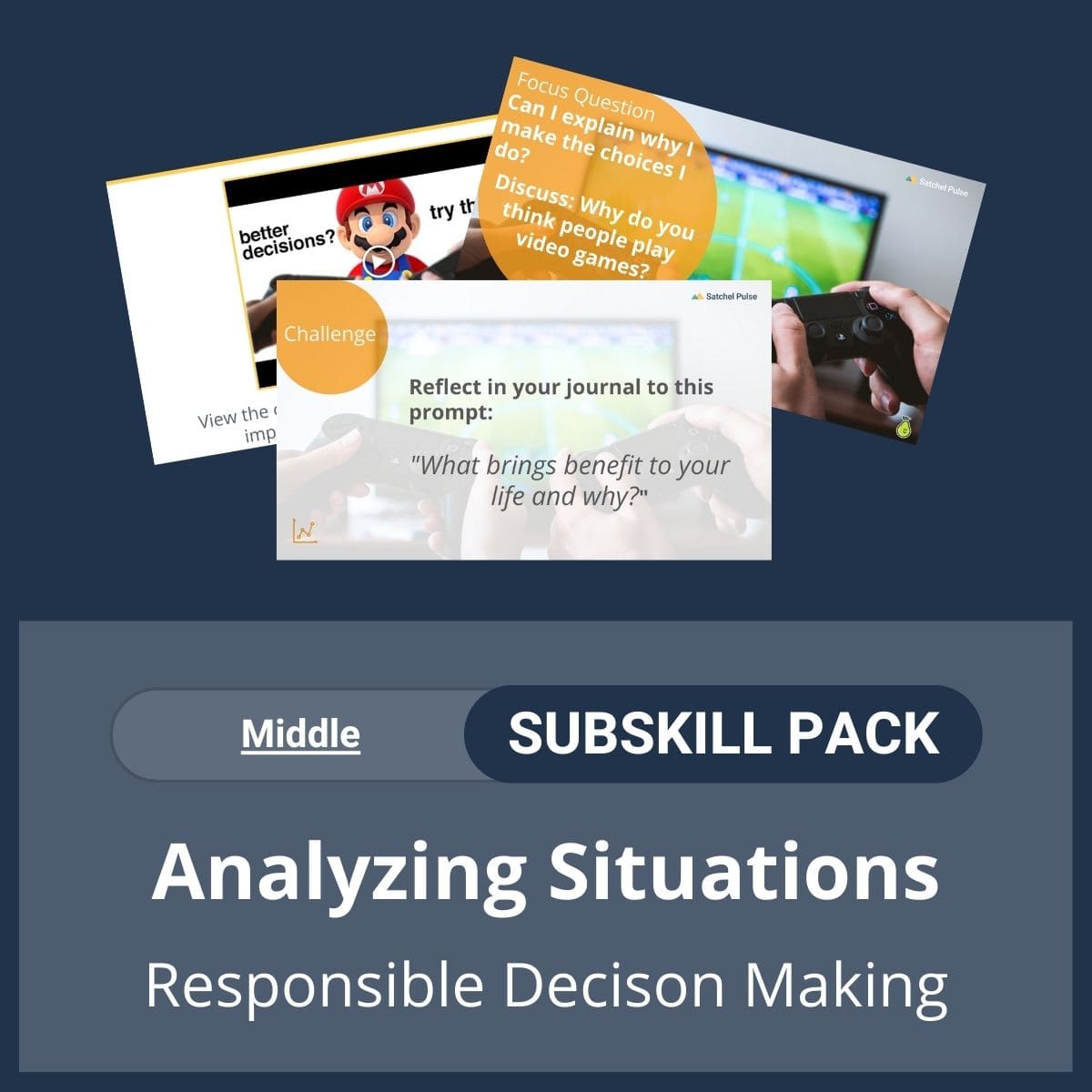 SEL Resource pack with social-emotional learning lessons and self-studies to help you teach Analyzing Situations in your classroom as a part of the SEL curriculum.