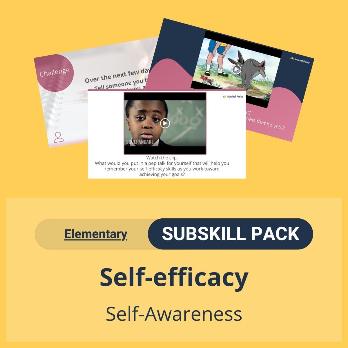 SEL Resource pack with social-emotional learning lessons and self-studies to help you teach Self-efficacy in your classroom as a part of the SEL curriculum.