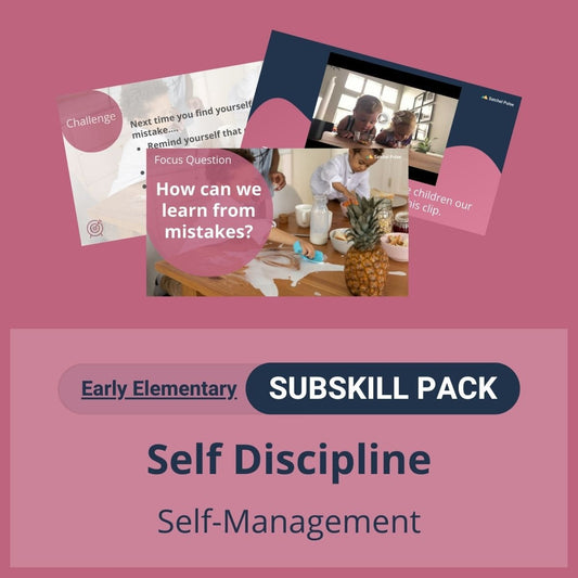 SEL Resource pack with social-emotional learning lessons and self-studies to help you teach Self-Discipline in your classroom as a part of the SEL curriculum.