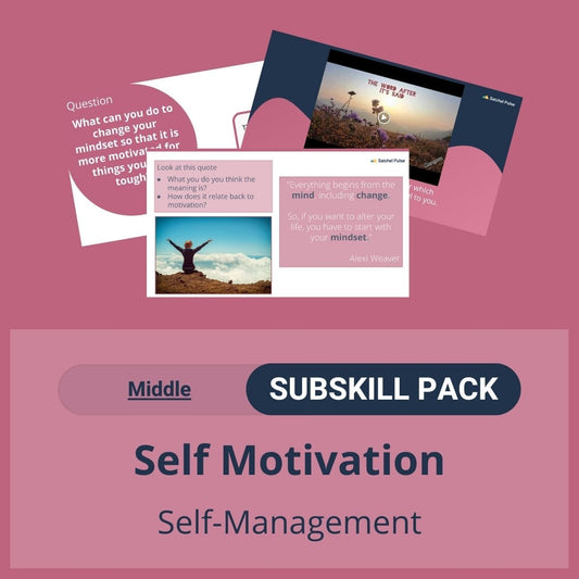 SEL Resource pack with social-emotional learning lessons and self-studies to help you teach Self Motivation in your classroom as a part of the SEL curriculum.