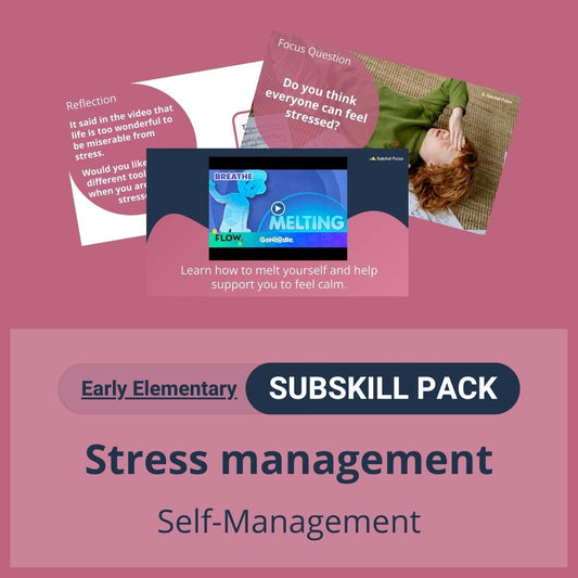 SEL Resource pack with social-emotional learning lessons and self-studies to help you teach Stress Management in your classroom.