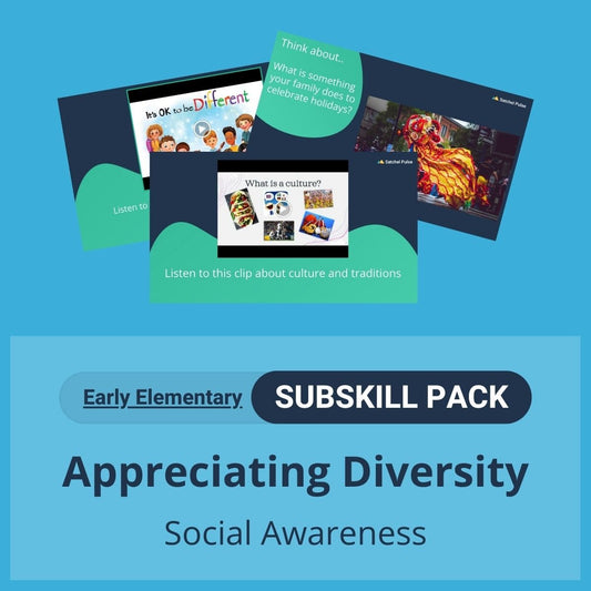 SEL Resource pack with social-emotional learning lessons and self-studies to help you teach Appreciating Diversity in your classroom as a part of the SEL curriculum.